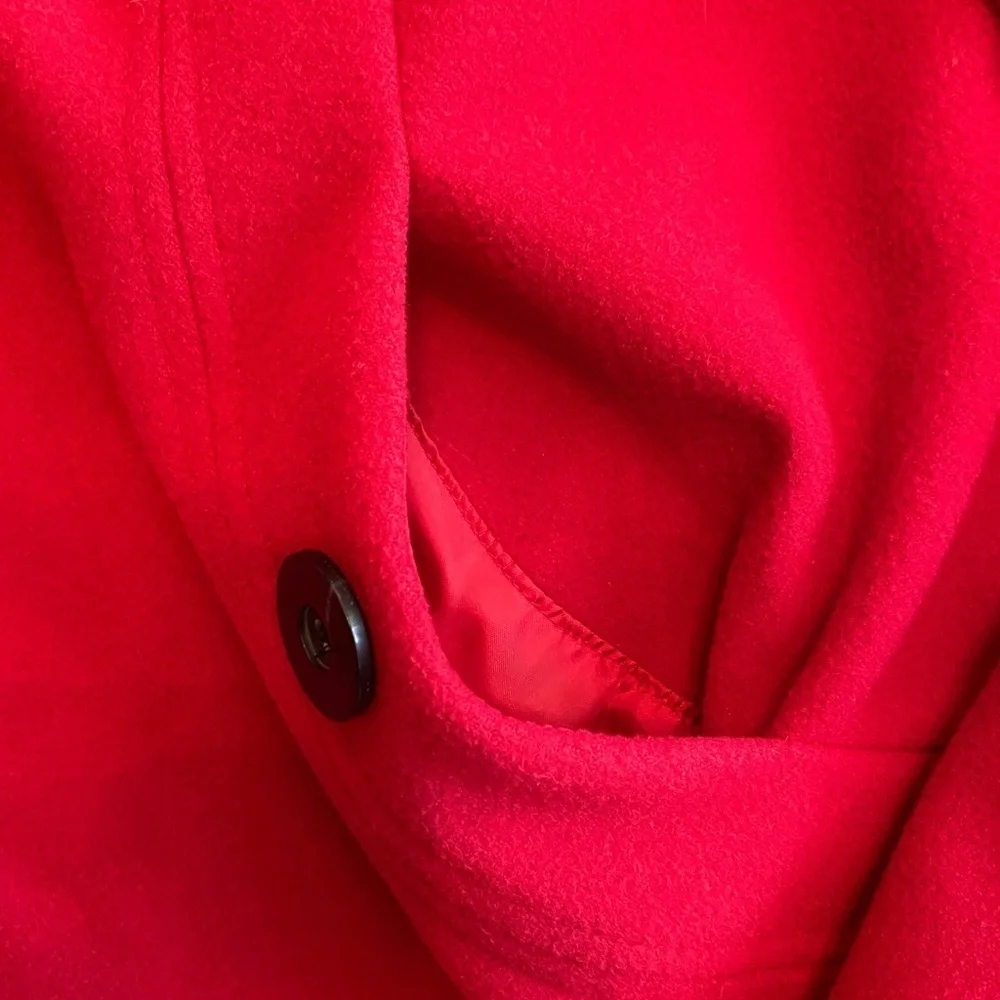 JM Collection Vibrant Red Pea Coat